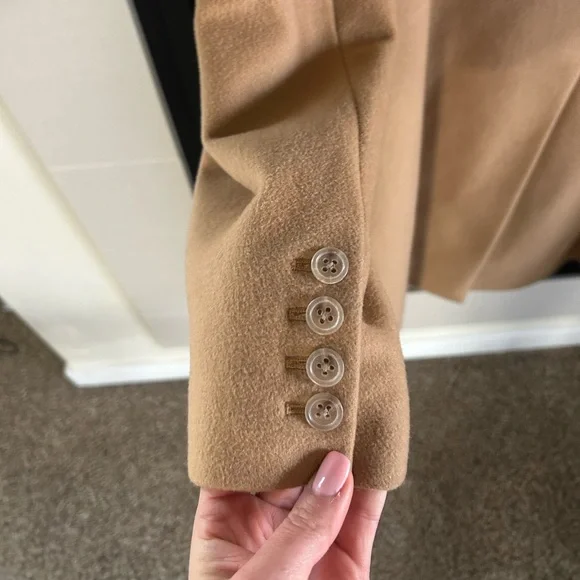 J.Crew Cashmere Wool Women’s Winter Pea Coat 16 beige Classic Longline Y2K - Picture 5 of 15